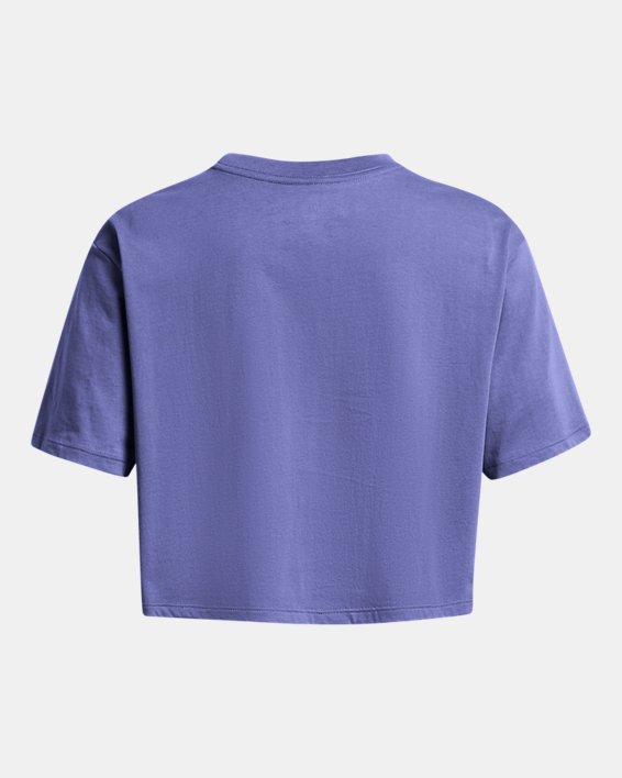 女士UA Campus Boxy Crop短袖T恤 in Purple image number 4